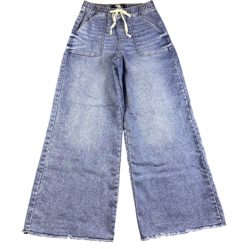 Rewash Brand Wide Leg Denim Pants Blue Drawstring Elastic Waist Size M